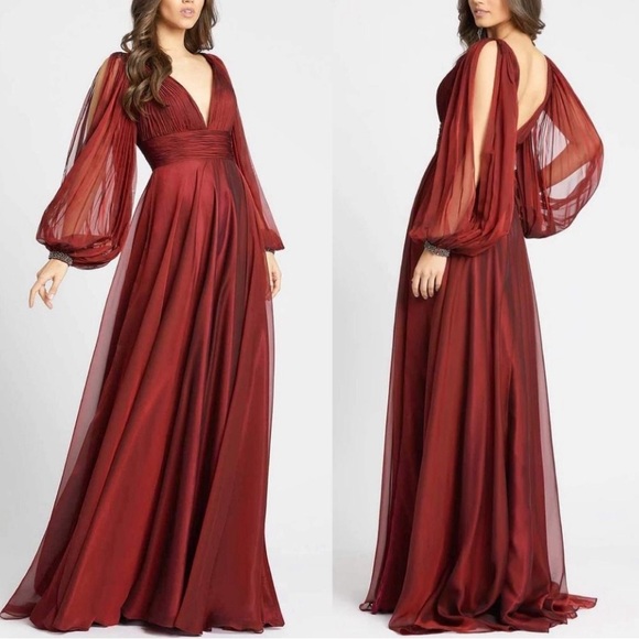 Mac Duggal Dresses & Skirts - Mac Duggal Burgundy Red Maxi Evening Gown